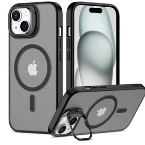 NWT Nvollnoe iPhone 15 Pro Case MagSafe With Kickstand Clear/Black Phone Case